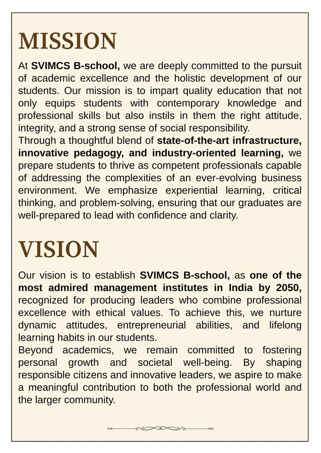SVIMCS mission and vision